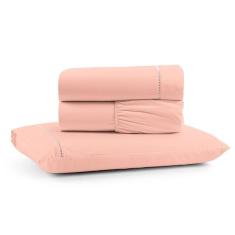 Jogo De Lençol Luiza Solteiro 3 Pçs Percal 100% Algodão 180 Fios Ponto Palito - Rosê