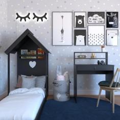 Conjunto Infantil Cama e Escrivaninha Preto