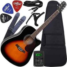 Kit Violão Folk Eletroacústico Capotraste Gf1R Sb Giannini