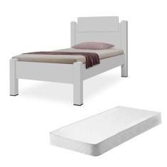 Cama De Solteiro Ryan Branco Com Colchão