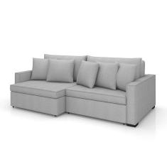 sofá 3 lugares retrátil e reclinável rivera linho bouclé cinza 205 cm