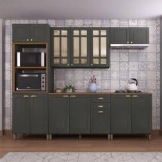 Cozinha Completa Firenze 14 Portas 2 Gavetas com Vidro 6171.135 Cinza - Indekes