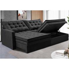 Sofá Sem Caixa Retrátil Baú 2,00m Cama inBox Secret Suede Velusoft Pre