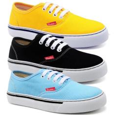 Kit 3 Pares Tênis Casual Feminino Liso Cadarço Conforto Leve - Polo Bl