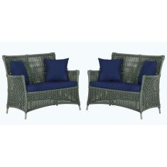 2 Sofás Área Externa Igapó Alumínio Pintura Fendi Corda Náutica Estofa