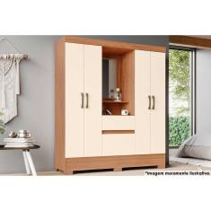 Guarda Roupa Solteiro 6 Portas E 2 Gavetas C- Pés Briz Bs07 Nature-off White