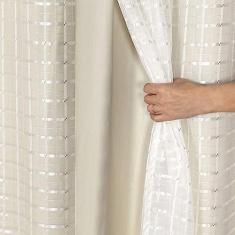 Cortina Blackout PVC com Tecido Voil Xadrez 2,80 m x 2,30 m Bege