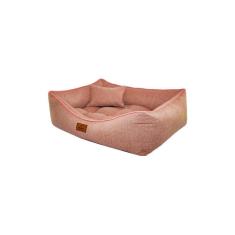 Cama Para Cachorro Retangular Em Linho Rosa Média (m) 55 X 42 Cm