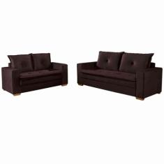 Conjunto de Sofás de 02 e 03 lugares Unique - Tudo de Móveis, Cinza