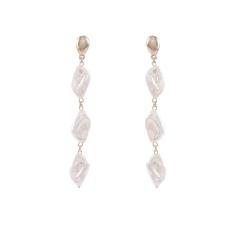 Brinco Comprido Armazem Rr Bijoux Pedra Fosca Dourado