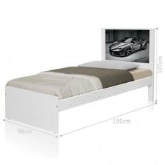Cama Solteiro Carro Sport Chumbo Com Colchão