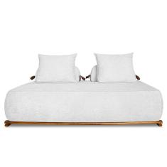 Sofá 3 Lugares 200cm Ilha Base Madeira Viero S06 Boucle Branco - Mpozenato