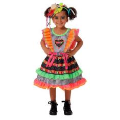 Vestido Festa Junina Infantil Xadrez pra Quadrilha São João - Fantasia
