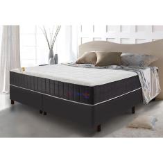 Conjunto Cama Box King com Molas Ensacadas Cama inBox Cloud Cinza 193x203x67