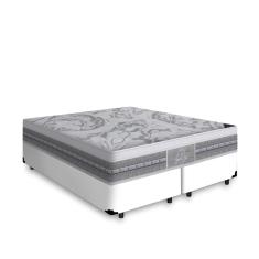 Cama Box Queen Branca + Colchão de Molas Ensacadas - Castor - Gold Star Gran Plush 158cm