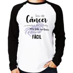 Camiseta Raglan Sou De Câncer Manga Longa - Foca Na Moda