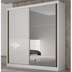Guarda Roupa Solteiro com Espelho 2 Portas 3 Gavetas Toronto Novo Horizonte Branco