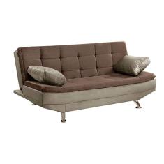 Sofá Cama Valencia 3 Lugares Reclinável Veludo Marrom Chocolate e Marrom Castor - Star Confort