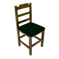 Cadeira Fixa De Madeira Paulista Com Assento Estofado Preto - Imbuia -