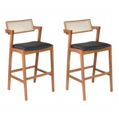 Conjunto com 2 Banquetas para Sala de Jantar Napoles Champagne/marrom