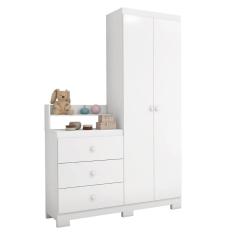 Guarda Roupa com Comoda Infantil Vicky 2 Portas e 3 Gavetas