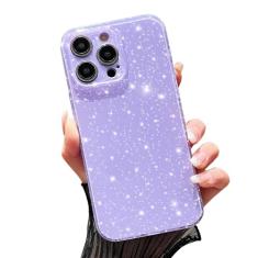 FABSPARK Capa para iPhone 15 Pro, super fofa, vibrante, brilhante, brilhante, brilhante, brilhante, feminina, proteção fina à prova de choque para iPhone 15 Pro de 6,1 polegadas, roxa