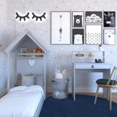 Conjunto Infantil com Cama e Escrivaninha Bramov Móveis Cinza Cristal