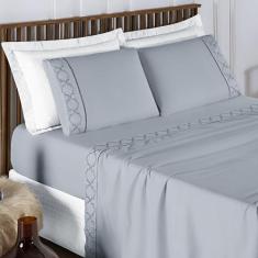 Jogo Cama Lençol Santoro Queen Micropercal 300 Fios 4 Peças - Cinza - 