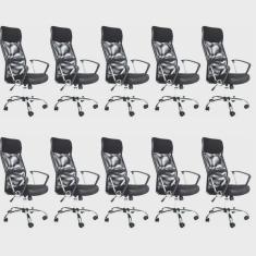 Kit 10 Cadeiras de Escritorio Presidente Comfort