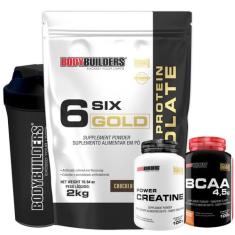 KIT Whey Protein Isolado Six Gold 2 Kg + Power Creatina 100g + BCAA 10