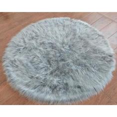 Tapete Redondo Em Pelucia Pelo Alto De 7cm Sem Forro - 100cm - S DECOR