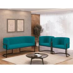 Kit 2 Poltronas + Sofá 2 Lugares para Recepção  Balaqui - B BALAQUI DE