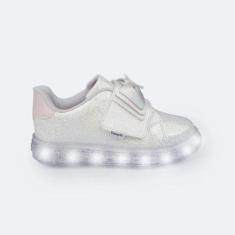 Tênis Infantil  Pampili de Led Sneaker Luz Foil Laço Menina-Feminino