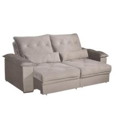 Sofá 3 Lugares 2,10m Retrátil e Reclinável West Bom Pastor, Bege Velud