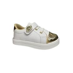 Tênis Infantil Feminino Juvenil Branco Preto Coroa 20 Ao 34-Feminino