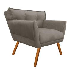 Poltrona Anitta Suede Marrom Rato Pés Palito D´rossi