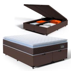 Cama Box Baú com Colchão de Espuma D33 Pillow Top Comfort Luxo King 193cm