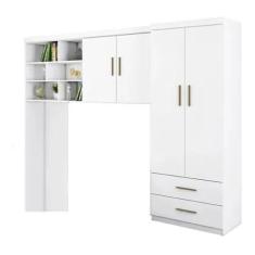 Jogo de Quarto Chiara 2 Peças Guarda Roupa e Módulo Aéreo Branco - Pho