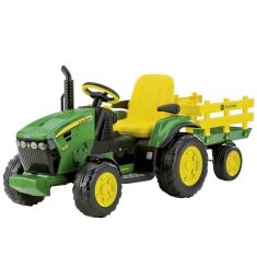 Trator Infantil Elétrico Criança Carrinho Com Carretinha 3 Anos até 40 Kg John Deere Ground Force 12 V Peg Perego
