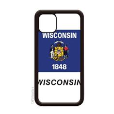 Capa Outline Flag State Wisconsin para iPhone 12 Pro Max para Apple Mini Mobile Case Shell