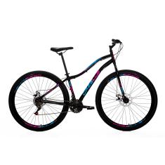 Colli, Bicicleta Cazelle Veneza Aro 29, Quadro 15.5, Freio a Disco Dianteiro e Traseiro, 21 Marchas, Preto com Pink e Azul