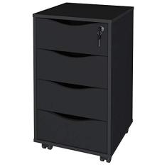 Gaveteiro Para Escritório Office com Rodízios 04 Gavetas Bit A02 Preto - Lyam Decor