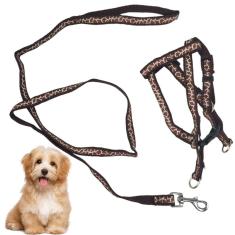 Coleira Guia Peitoral H Ajustavel Cachorro Cao Gato Pet Passeio Viagem Adestramento Treinamento Antipuxao