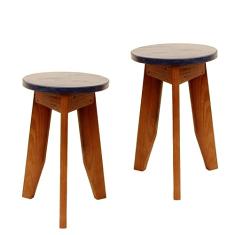 Conjunto 2 Banquetas Colorido Suze Azul Del Rey