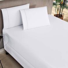 Jogo De Lençol Milano Casal Padrão 3 Peças Percal 180 Fios Ponto Palito Classic - Branco