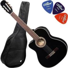 Kit Violão Eagle Canhoto Eletroacústico Nylon Ch800 Bk Lh
