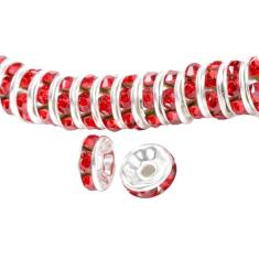 Xeahung 100 peças de contas de metal vazadas espaçadoras de contas soltas 8 mm contas espaçadoras de liga de prata para fazer joias, pulseiras, brincos, colar, miçangas, enfeite de Natal, presentes de