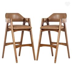 Kit 2 Banquetas para Cozinha Americana Lua Madeira Imbuia Impermeável Caramelo L85 RMI