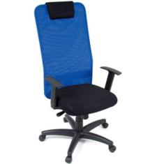 Cadeira Presidente Com Apoio De Cabeça Linha Tela Mesh Azul - Design O