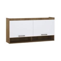 Armário Aéreo Maleiro Modulado 165cm 2 Portas Basculantes Paris Avelã Pf Com Branco Pf